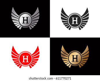 Vintage Logo Letter H Wing Vector Element Design