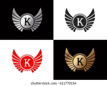 Vintage Logo Letter K Wing Vector Element Design