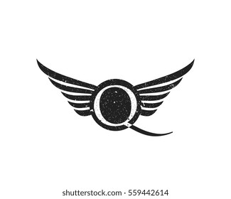 Vintage Logo Letter Q Grunge Wing Vector Element Design