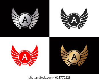 Vintage Logo Letter A Wing Vector Element Design