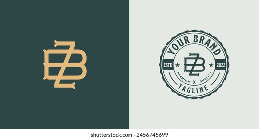 vintage logo letters BZ circle emblem