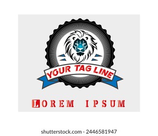 vintage logo a lion head and a lion head logo that says your tail line