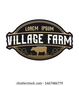 Vintage logo for livestock - angus cow farm