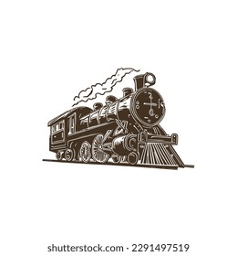 Vintage logo of a locomotive. an old-school logo of a train. Aesthetic retro logo of a locomotive isolated on white background. vector logo.