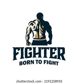 vintage logo man fighter template illustration