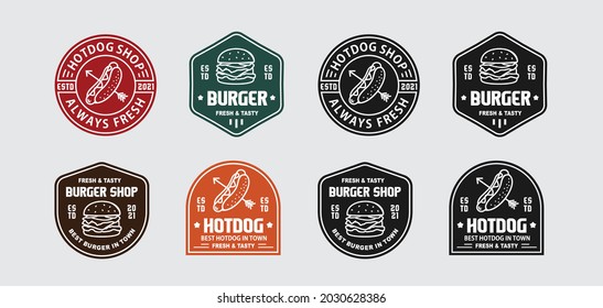 vintage logo minimalis burger and hotdog for food and cafe