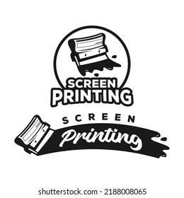 Vetor de screen printing squeegee mascot, this cool and funny image is  suitable for t-shirt, posters and merchandise design elements, also  suitable as a screen printing company logo do Stock