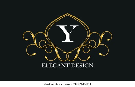 Vintage logo or monogram design with an elegant letter Y in the center on a dark background.