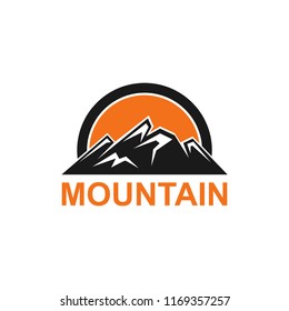 Vintage logo mountain for adventure and outdoor
