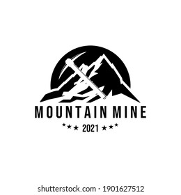 vintage logo mountain mine vector illustration design