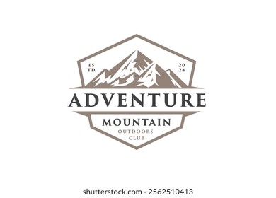 Vintage Logo of Mountain rocks with badge emblem graphic. ravine as symbol of nature exploration clubs vector logo illustration