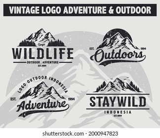 Vintage logo mountain shirt sticker outdoor adventure silhouette 2