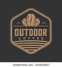 Vintage logo outdoor coffee food drink label simple minimalist elegan luxury icon saloon cafee restaurant bar label design.