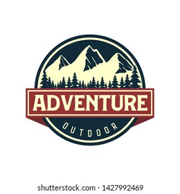 Vintage logo for outdoor with mountain elements