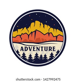 Vintage logo for outdoor with mountain elements