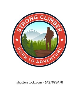 Vintage logo for outdoor with mountain elements