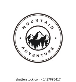 Vintage logo for outdoor with mountain elements