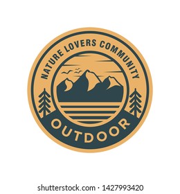 Vintage logo for outdoor with mountain elements