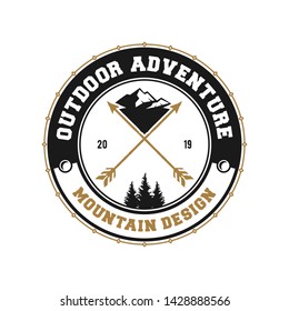 Vintage logo for outdoor with mountain elements