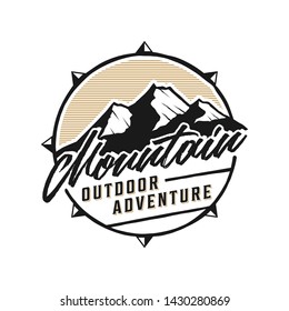 Vintage logo for outdoor with mountain elements