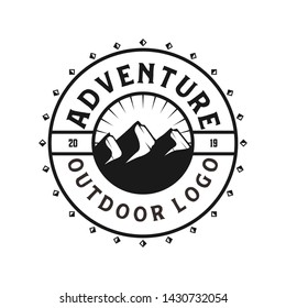 Vintage logo for outdoor with mountain elements