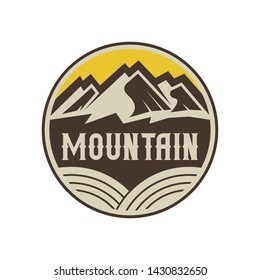 Vintage logo for outdoor with mountain elements