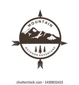 Vintage logo for outdoor with mountain elements