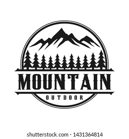 Vintage logo for outdoor with mountain elements