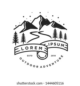 Vintage logo for outdoor with mountain elements