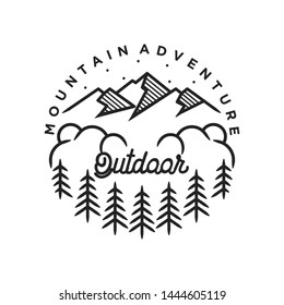 Vintage logo for outdoor with mountain elements