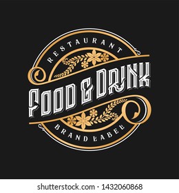 Vintage logo for restaurant food and drink