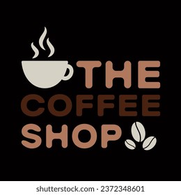 Vintage logo for restaurant food and drink. Coffee logo, label, icon. Isolated on a black background. Design elements. Vintage style. Vector illustration.