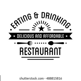 Vintage logo. Restaurant label template. Graphic design element for business: cafe, bar, pub. Vector Illustration isolated on white background.