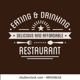 Logo vintage. Plantilla de etiqueta de restaurante. Elemento de diseño gráfico para empresas: cafetería, bar, pub. Ilustración vectorial aislada en fondo blanco.