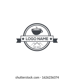 Vintage Logo Retro Coffee Shop Symbol Flat Premium Design. Coffee shop logo design template.