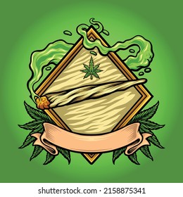 Logotipo vintage Cinta e ilustración de cannabis para tu logo de trabajo, camiseta de mercadería de mascota, pegatinas y diseños de etiquetas, afiche, tarjetas de felicitación compañía comercial o marcas