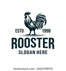 vintage logo rooster vector template illustration