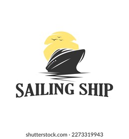 vintage logo sailing ship vector illustration