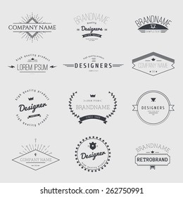 Vintage Logo set,  retro design elements, business signs template, logos, identity, labels, badges and objects.