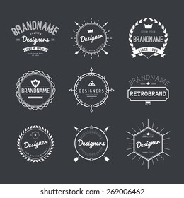 Vintage Logo set, retro design elements, business signs template, logos, identity, labels, badges and objects.