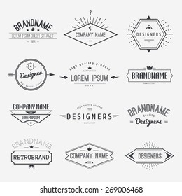 Vintage Logo set, retro design elements, business signs template, logos, identity, labels, badges and objects.