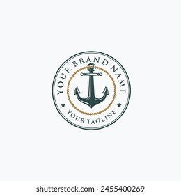 vintage logo ship anchor white background 
