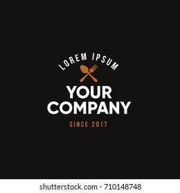 Vintage Logo with Spoon, Fork Sign Icon Vector Graphic Element Restaurant Symbol