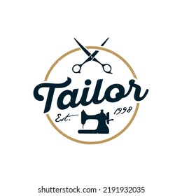 vintage logo tailor sewing template illustration