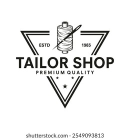 Vintage logo tailor ilustración de Plantilla de Vector