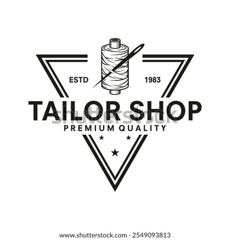 vintage logo tailor vector template illustration