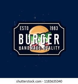 Vintage logo template, 1970s styled burger house sign for restaurants