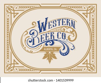 Vintage logo template with classic frame. Vector layered