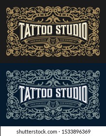 Vintage logo template with floral elements