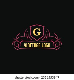 vintage logo template flourishes calligraphic elegant ornament lines. Business sign, identity for Restaurant, Royalty, Boutique, Cafe, Hotel, Heraldic, Jewelry, Fashion and other vector illustration